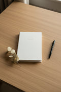 Éccolo A5 Lined Hardcover Journal — White Saffiano