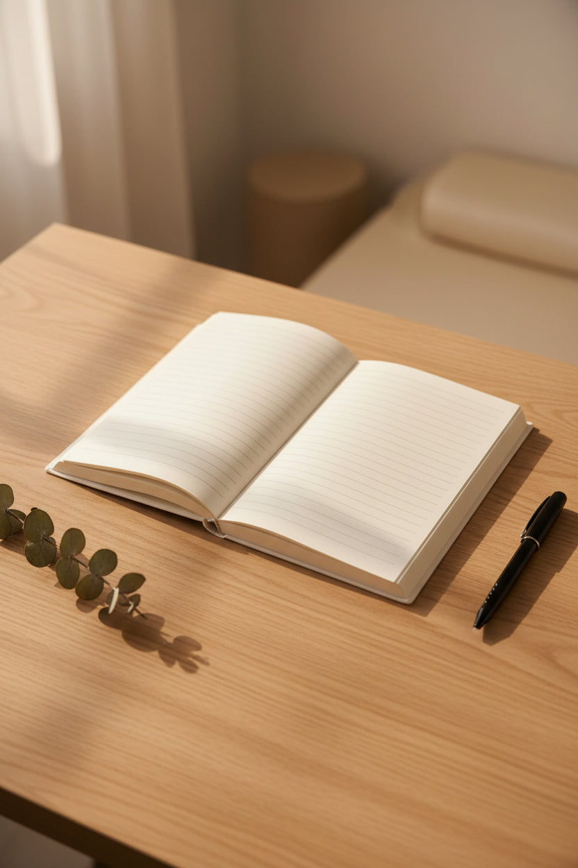 Éccolo A5 Lined Hardcover Journal — White Saffiano